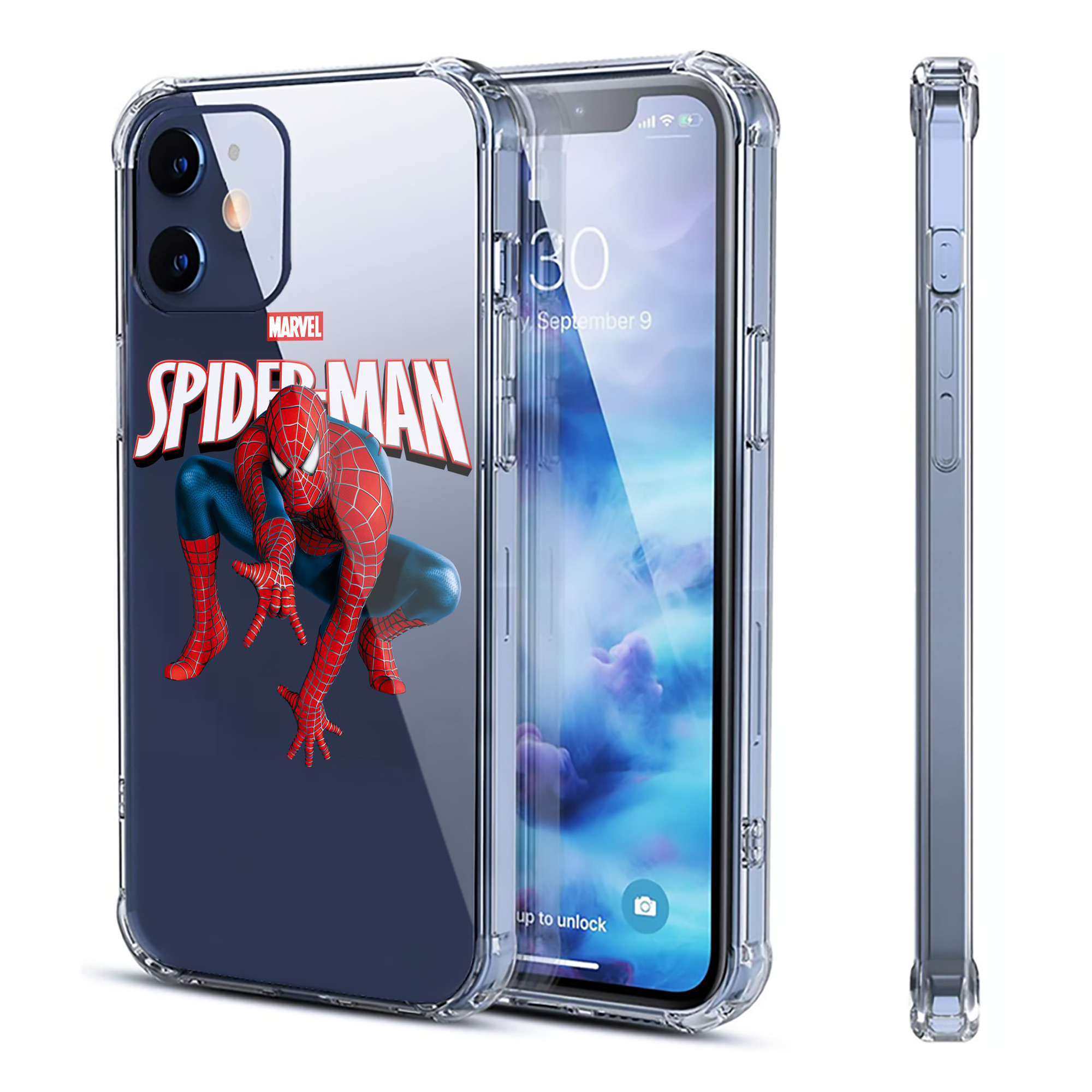 （画像用） Spider Man スパイダーマン 【iPhone 12シリーズ対応】透明スマホケース（クリアソフトケース）